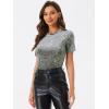 imageAllegra K Womens Christmas Velvet Top Crew Neck Short Sleeve Casual TShirtGrey