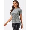 imageAllegra K Womens Christmas Velvet Top Crew Neck Short Sleeve Casual TShirtGrey