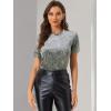imageAllegra K Womens Christmas Velvet Top Crew Neck Short Sleeve Casual TShirtGrey