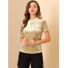 imageAllegra K Womens Christmas Velvet Top Crew Neck Short Sleeve Casual TShirtLight Beige