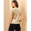 imageAllegra K Womens Christmas Velvet Top Crew Neck Short Sleeve Casual TShirtLight Beige