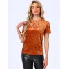 imageAllegra K Womens Christmas Velvet Top Crew Neck Short Sleeve Casual TShirtOrange Coffee