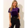 imageAllegra K Womens Christmas Velvet Top Crew Neck Short Sleeve Casual TShirtPurple