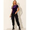 imageAllegra K Womens Christmas Velvet Top Crew Neck Short Sleeve Casual TShirtPurple