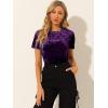 imageAllegra K Womens Christmas Velvet Top Crew Neck Short Sleeve Casual TShirtPurple