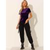 imageAllegra K Womens Christmas Velvet Top Crew Neck Short Sleeve Casual TShirtPurple