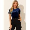 imageAllegra K Womens Christmas Velvet Top Crew Neck Short Sleeve Casual TShirtRoyal Blue