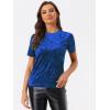 imageAllegra K Womens Christmas Velvet Top Crew Neck Short Sleeve Casual TShirtSapphire Blue