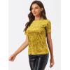 imageAllegra K Womens Christmas Velvet Top Crew Neck Short Sleeve Casual TShirtYellow