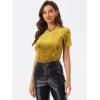 imageAllegra K Womens Christmas Velvet Top Crew Neck Short Sleeve Casual TShirtYellow