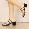 imageAllegra K Womens Clear Strap Block Heel Slide SandalsBlack