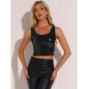 imageAllegra K Womens Sequin Tops Metallic Sparkle Glitter Sleeveless Camisole Tank Top Party Club Crop TopsBlack