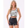 imageAllegra K Womens Sequin Tops Metallic Sparkle Glitter Sleeveless Camisole Tank Top Party Club Crop TopsBlack Silver