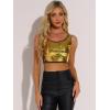 imageAllegra K Womens Sequin Tops Metallic Sparkle Glitter Sleeveless Camisole Tank Top Party Club Crop TopsGold