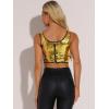imageAllegra K Womens Sequin Tops Metallic Sparkle Glitter Sleeveless Camisole Tank Top Party Club Crop TopsGold