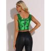 imageAllegra K Womens Sequin Tops Metallic Sparkle Glitter Sleeveless Camisole Tank Top Party Club Crop TopsGreen