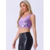 imageAllegra K Womens Sequin Tops Metallic Sparkle Glitter Sleeveless Camisole Tank Top Party Club Crop TopsLight Purple