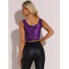 imageAllegra K Womens Sequin Tops Metallic Sparkle Glitter Sleeveless Camisole Tank Top Party Club Crop TopsPurple