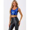 imageAllegra K Womens Sequin Tops Metallic Sparkle Glitter Sleeveless Camisole Tank Top Party Club Crop TopsRoyal Blue