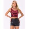 imageAllegra K Womens Sequin Tops Metallic Sparkle Glitter Sleeveless Camisole Tank Top Party Club Crop TopsWine Red