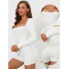 imageAllegra K Womens Square Neck Leotard Jumpsuit Shapewear Tummy Control Slimming Long Sleeve Full Bodysuit