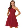 imageAllegra K Evening Cocktail Dress for Womens Valentines Day Elegant Flared One Shoulder Formal DressesRed