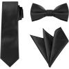imageAllegra K Necktie PreTied Bowtie and Pocket Square Set Ties for Wedding BusinessBlack