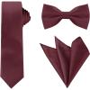 imageAllegra K Necktie PreTied Bowtie and Pocket Square Set Ties for Wedding BusinessWine Red