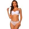 imageAllegra K Womens Lace Balconette Bra and Panty Set Underwire Bras Padded Two Piece LingerieWhite