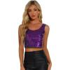 imageAllegra K Womens Sequin Tops Metallic Sparkle Glitter Sleeveless Camisole Tank Top Party Club Crop TopsPurple