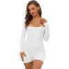 imageAllegra K Womens Square Neck Leotard Jumpsuit Shapewear Tummy Control Slimming Long Sleeve Full Bodysuit