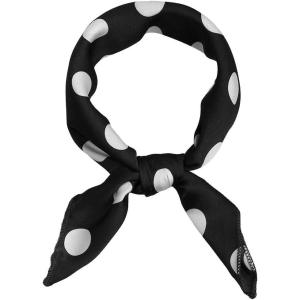 imageAllegra K 50cm 1950s Vintage Retro Polka Dots Square Scarf Head Neck Scarves Kerchief NeckerchiefBlack Big Dot