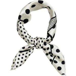 imageAllegra K 50cm 1950s Vintage Retro Polka Dots Square Scarf Head Neck Scarves Kerchief NeckerchiefBlack White