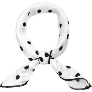 imageAllegra K 50cm 1950s Vintage Retro Polka Dots Square Scarf Head Neck Scarves Kerchief NeckerchiefWhite Polka Dots