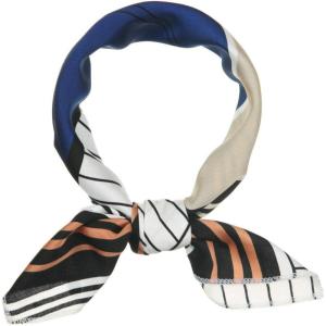 imageAllegra K 50cm Small Stripe Print Square Neck Wrap Scarves Head Scarf Kerchief Neckerchief Bandana for WomenBlue