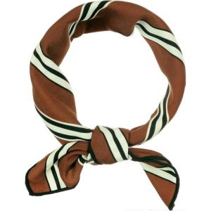 imageAllegra K 50cm Small Stripe Print Square Neck Wrap Scarves Head Scarf Kerchief Neckerchief Bandana for WomenBrown With Buckle