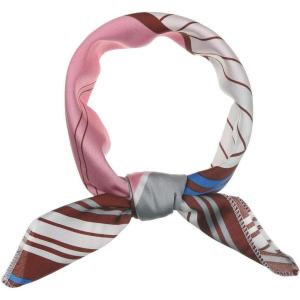 imageAllegra K 50cm Small Stripe Print Square Neck Wrap Scarves Head Scarf Kerchief Neckerchief Bandana for WomenPink