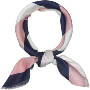 imageAllegra K 50cm Small Stripe Print Square Neck Wrap Scarves Head Scarf Kerchief Neckerchief Bandana for WomenPink White