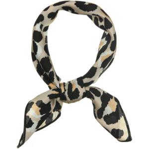 imageAllegra K 50cm Women Colorful Leopard Print Square Neck Scarf Kerchief Neckerchief Handkerchief BandanaBeige