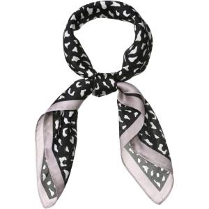 imageAllegra K 70cm Animal Leopard Print Silk Feeling Square Scarf Kerchief Neckerchief BandanaBlack