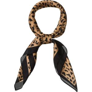 imageAllegra K 70cm Animal Leopard Print Silk Feeling Square Scarf Kerchief Neckerchief BandanaBrown