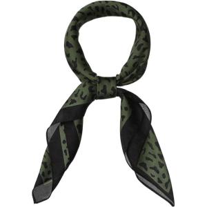 imageAllegra K 70cm Animal Leopard Print Silk Feeling Square Scarf Kerchief Neckerchief BandanaGreen