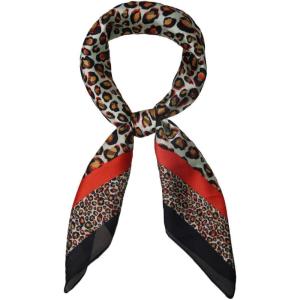 imageAllegra K 70cm Animal Leopard Print Silk Like Square Scarves Kerchief Neck Head Scarf Neckerchief BandanaOrange