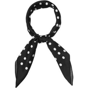 imageAllegra K 70cm Polka Dots Square Scarf Neck Scarves Kerchief Neckerchief Headband for WomenBlack