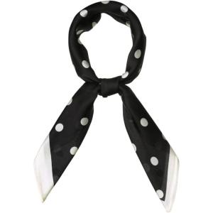 imageAllegra K 70cm Polka Dots Square Scarf Neck Scarves Kerchief Neckerchief Headband for WomenBlack White