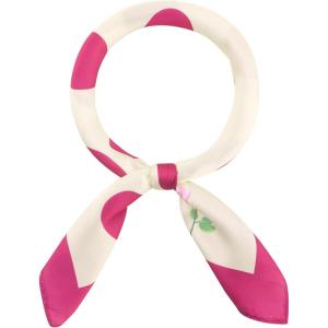 imageAllegra K 70cm Polka Dots Square Scarf Neck Scarves Kerchief Neckerchief Headband for WomenHot Pink Rose