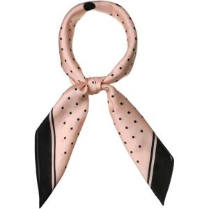 imageAllegra K 70cm Polka Dots Square Scarf Neck Scarves Kerchief Neckerchief Headband for WomenPink