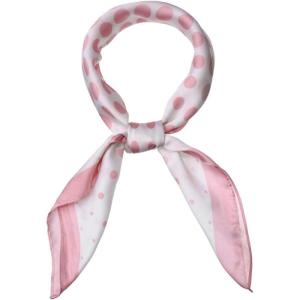 imageAllegra K 70cm Polka Dots Square Scarf Neck Scarves Kerchief Neckerchief Headband for WomenPink White