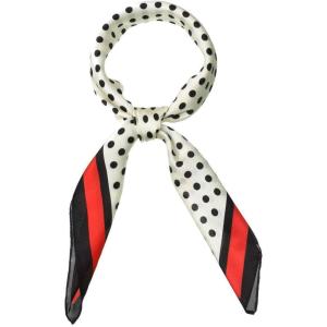 imageAllegra K 70cm Polka Dots Square Scarf Neck Scarves Kerchief Neckerchief Headband for WomenRed Beige