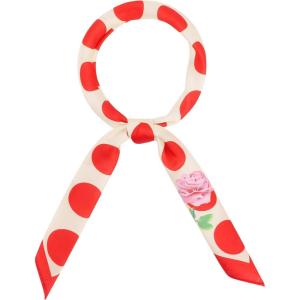 imageAllegra K 70cm Polka Dots Square Scarf Neck Scarves Kerchief Neckerchief Headband for WomenRed Rose